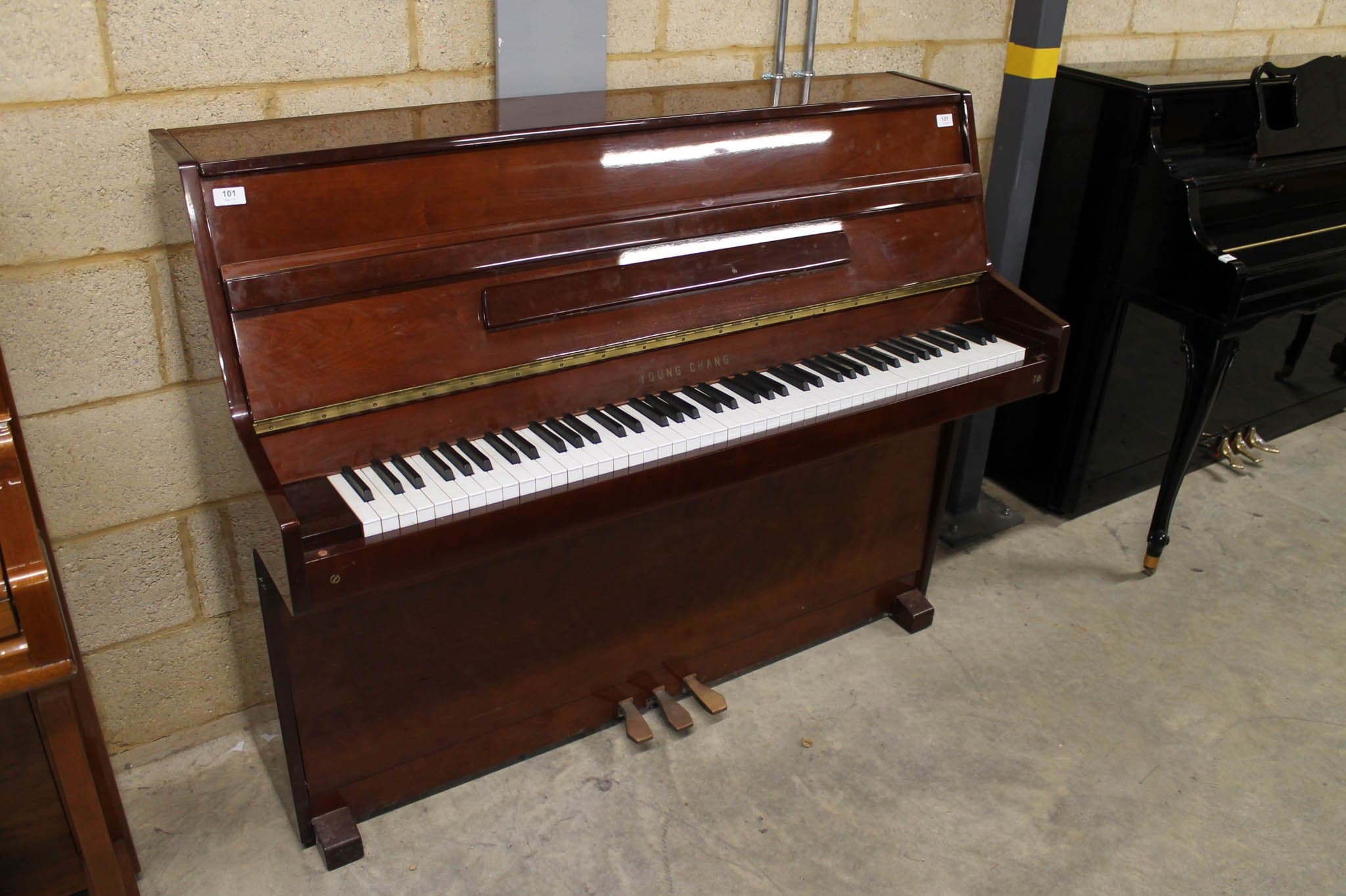 Young upright piano