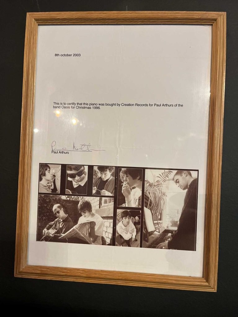 Signed letter stating the Yamaha upright piano was gifted to Paul Arthur